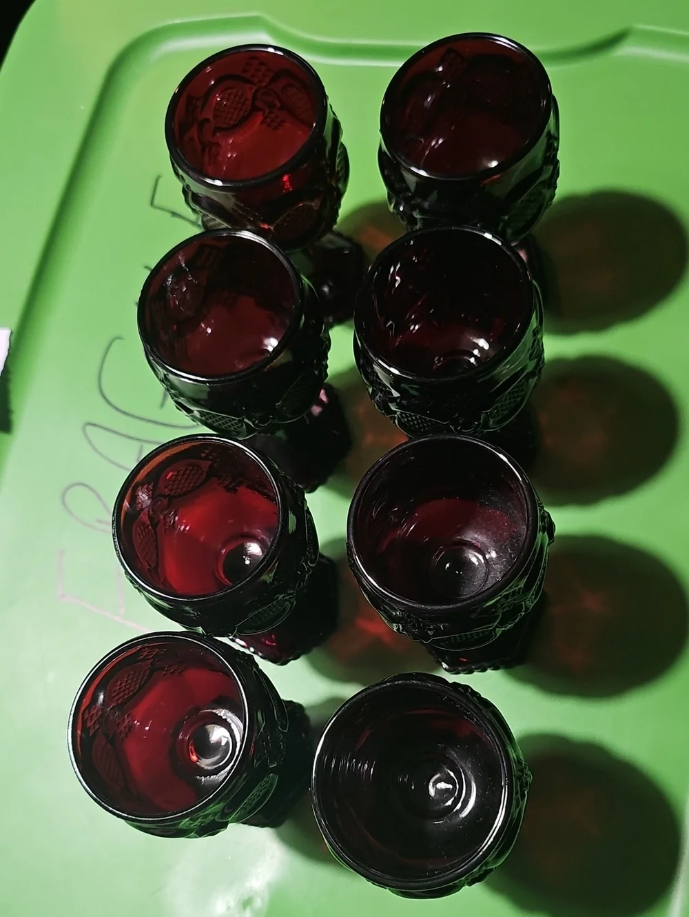 Set of 8 Ruby Red Goblet Glasses Avon